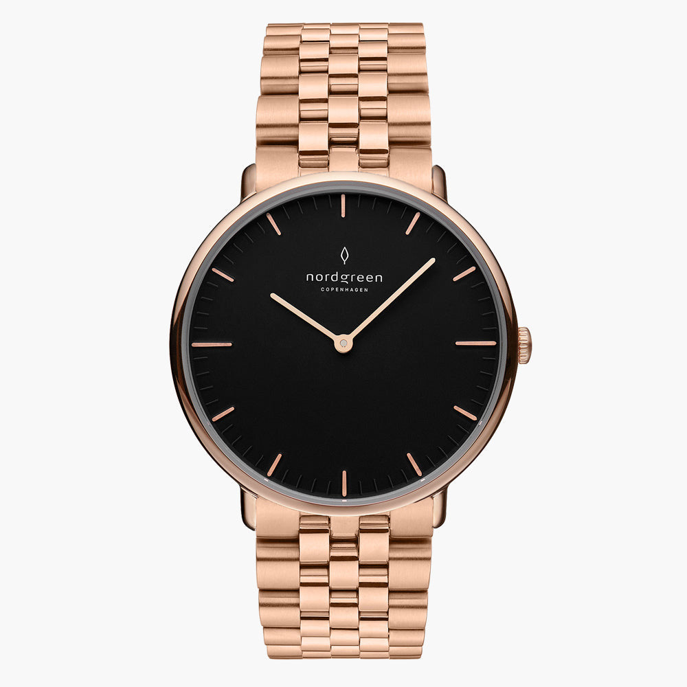 Women's Native | 32mm Rose Gold Black Dial Link | Nordgreen