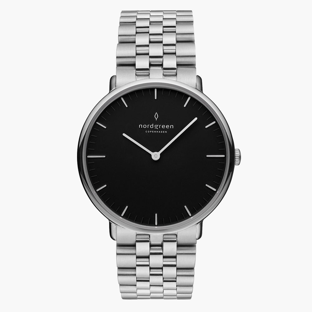 Native 32mm | Silver Case Black Dial Silver Link | Nordgreen