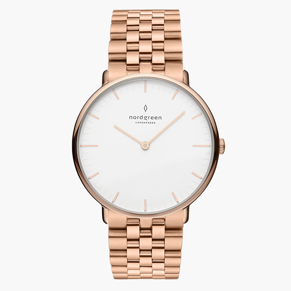 女性向け Native | ローズゴールド リンクブレスレット | Nordgreen 32mm