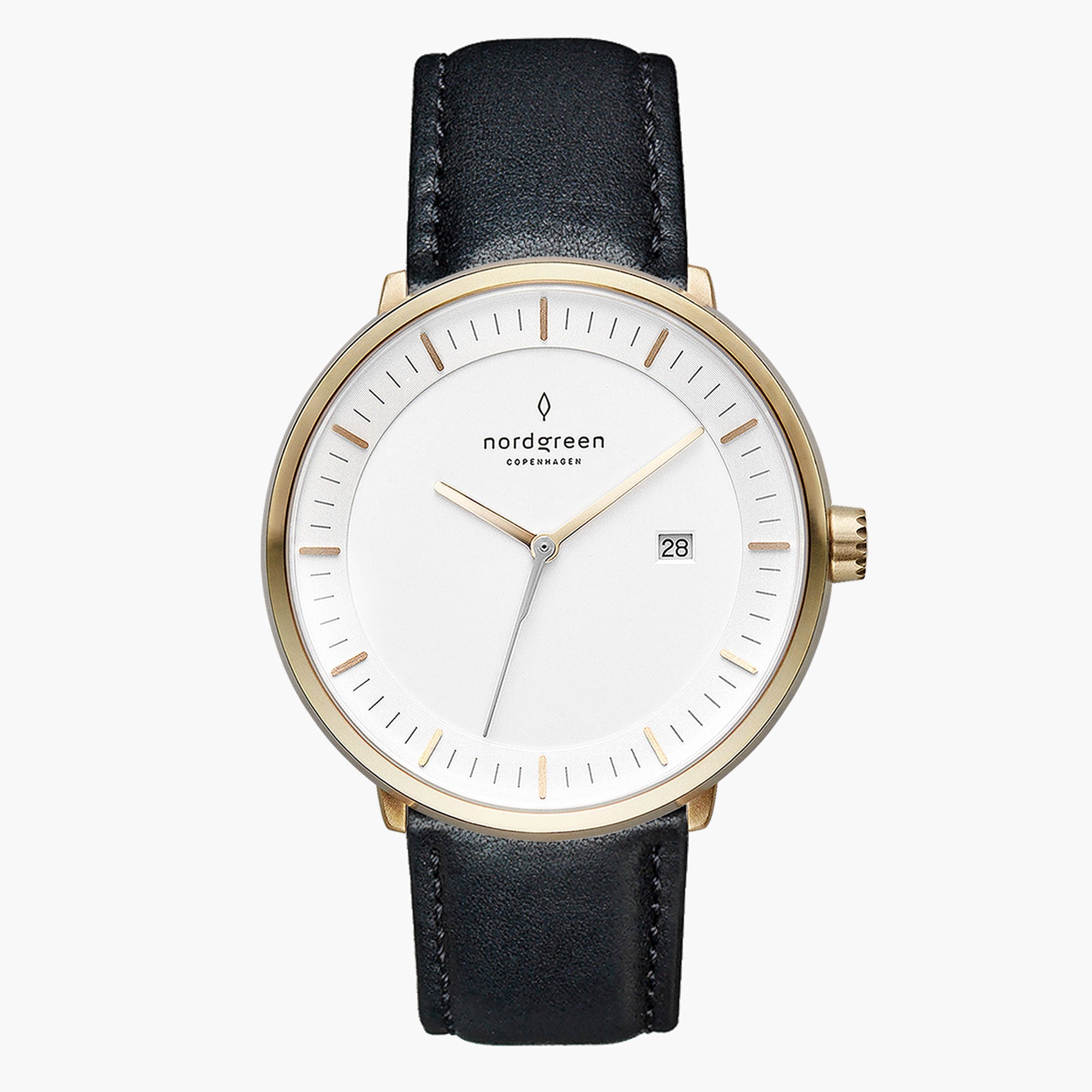 Nordgreen Philosopher | 36mm ゴールド ホワイトダイアル ブラックレザー