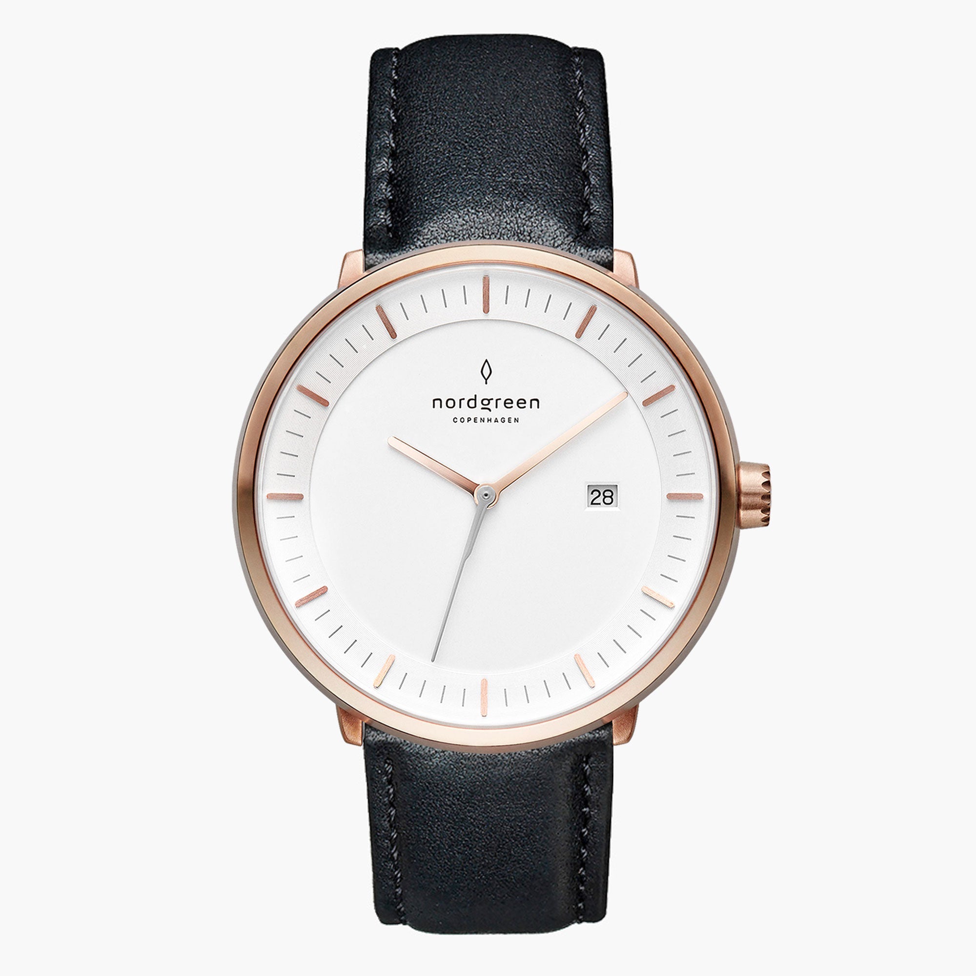Philosopher 36mm | ローズゴールド ホワイトダイヤル レザー – Nordgreen