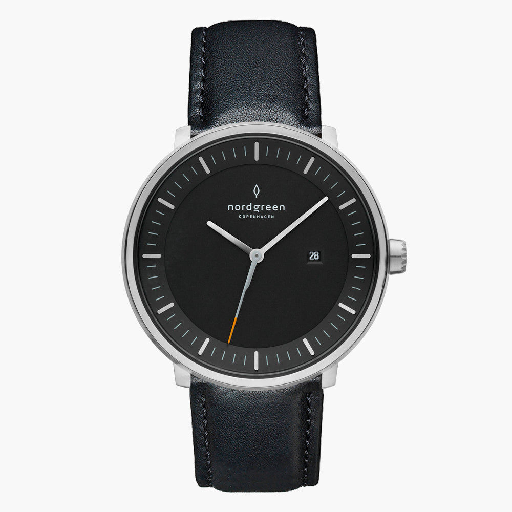 Philosopher 40mm | シルバー ブラックダイヤル レザーストラップ