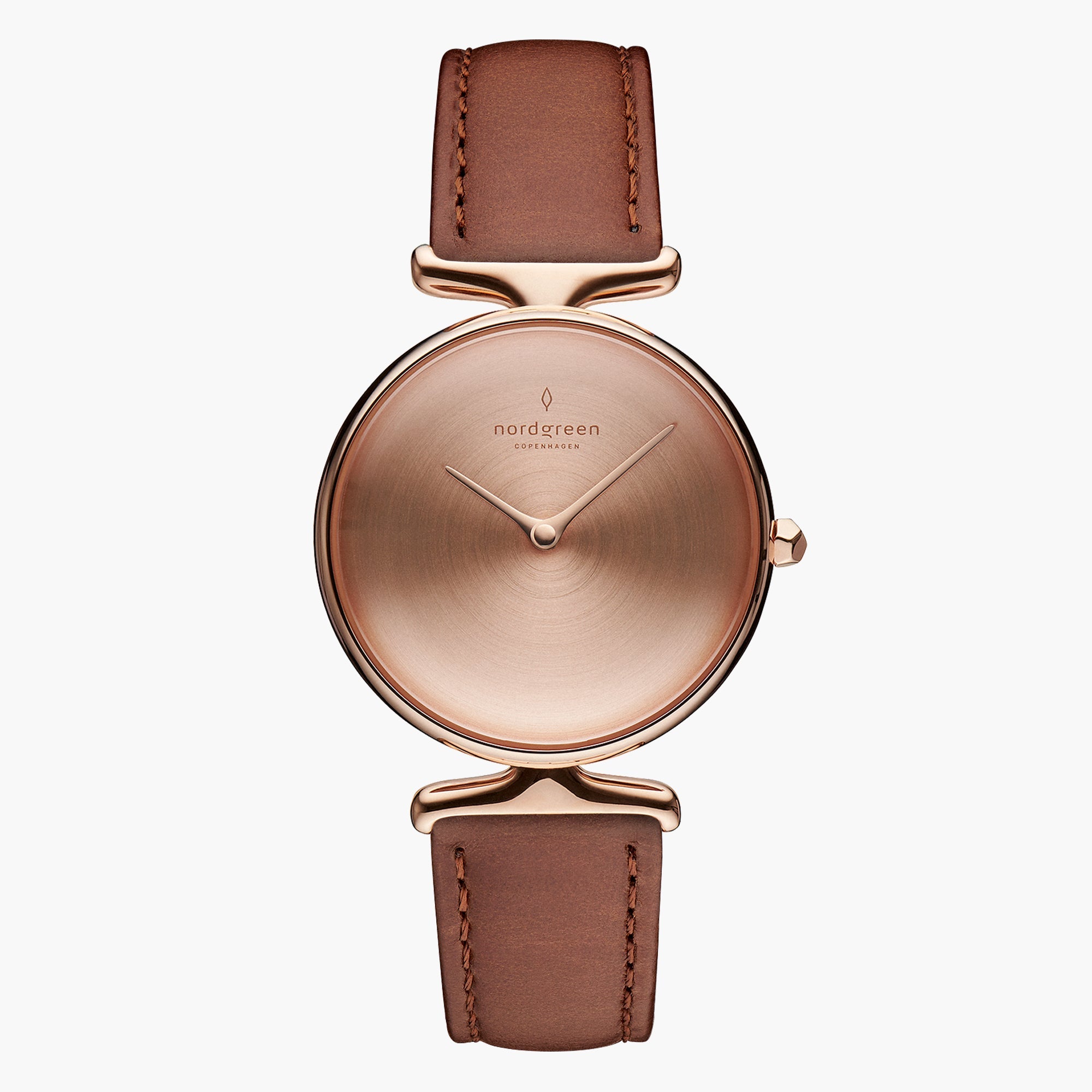 Rose Gold Dial Watch | Nordgreen Unika 32mm Brown Leather