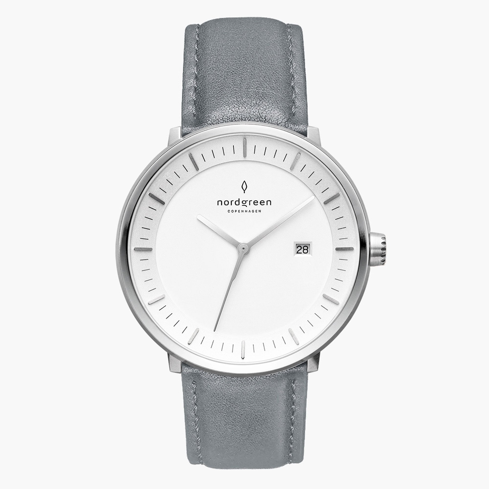 nord green philosopher腕時計　シルバー Minimalist Philosopher | 36mm White Dial Grey Leather | Nordgreen