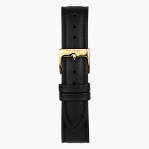 Black Leather Watch Strap - Gold - 36mm