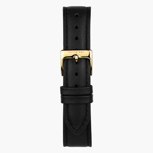 Black Leather Watch Strap - Gold - 28mm