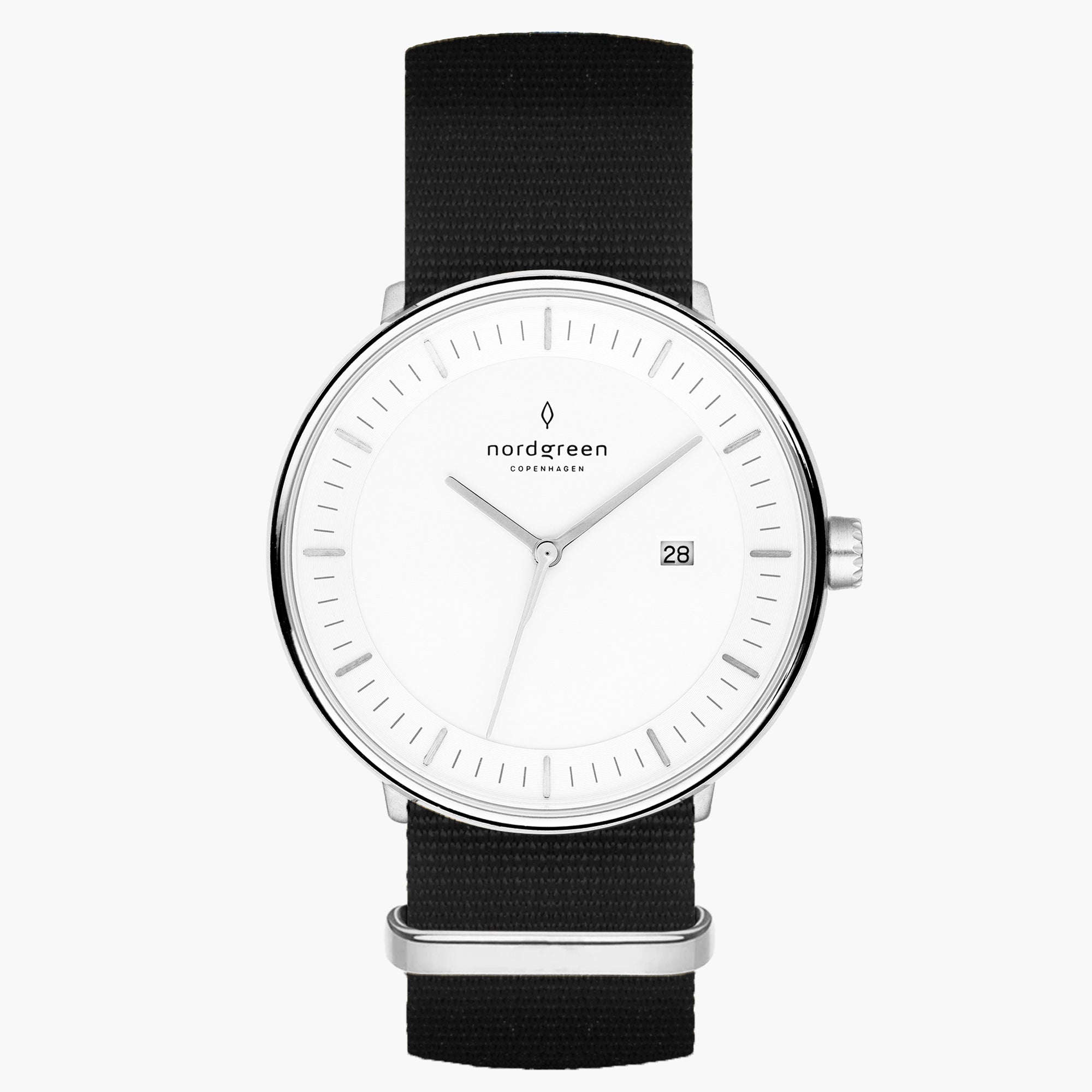 Minimalist Philosopher | 36mm White Dial Black Nylon | Nordgreen