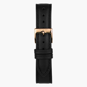 Black Leather Watch Strap - Rose Gold - 36mm