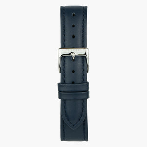 Navy Blue Leather Watch Strap - Silver - 36mm