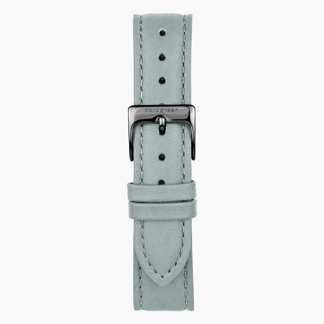 ST16POGMVEDG &16mm vegan leather watch straps in grey with gunmetal buckle