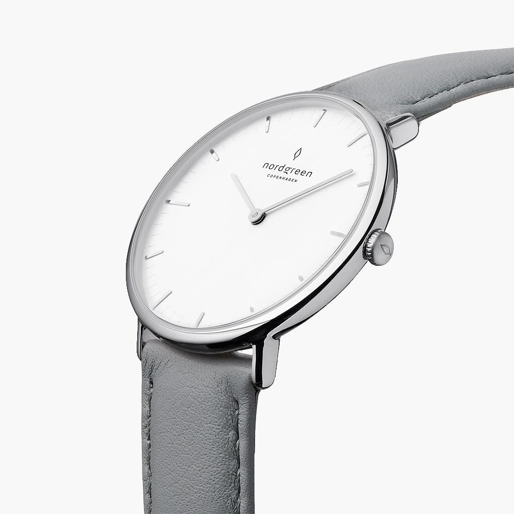 Native | White Dial - Grey Leather