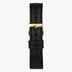 ST14POGOVEBL &14mm vegan leather watch straps in black with gold buckle