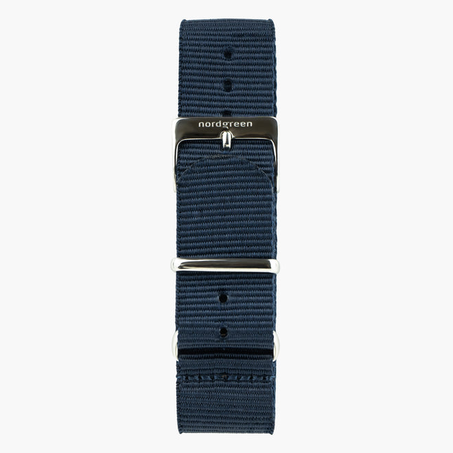 ST18POSINYNA &18mm watch band in blue nylon with silver buckle