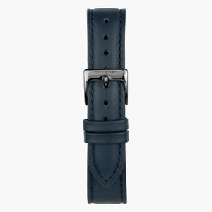 ST16POGMVENA &16mm vegan blue leather watch strap with gunmetal buckle