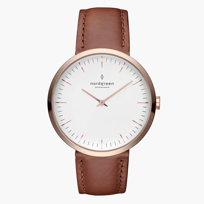 IN32RGLEBRXX IN40RGLEBRXX &Infinity rose gold women's watch with brown leather straps