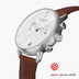 PI42SILEBRXX &Silver men's watch with white face and brown leather strap