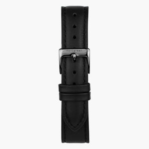 ST18POGMVEBL &18mm watch band in black vegan leather with gunmetal buckle