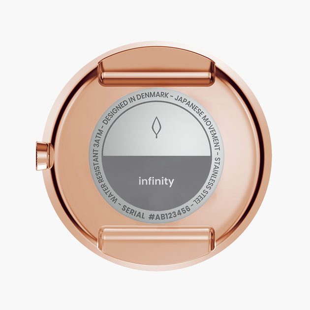 Infinity - BUNDLE White Dial Rose Gold | Rose Gold 5-Link / Grey Leather Straps