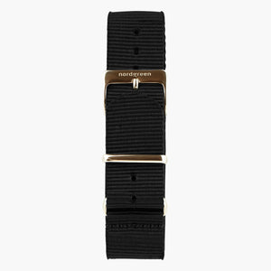 ST20PORGNYBL &20mm watch band in black nylon with rose gold buckle