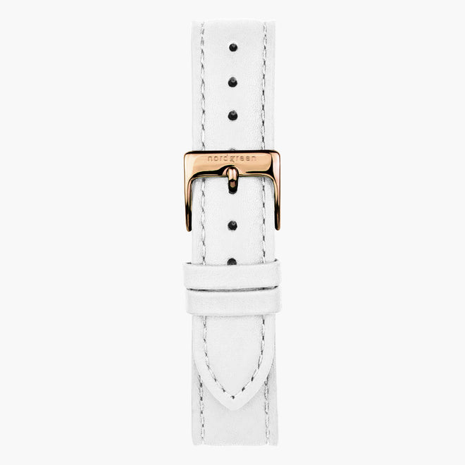 ST16BRRGLEWH &16mm leather watch straps in white with rose gold buckle