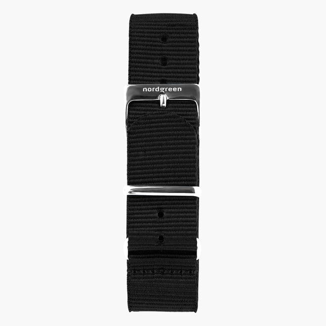 ST18POSINYBL &18mm watch band in black nylon with silver buckle