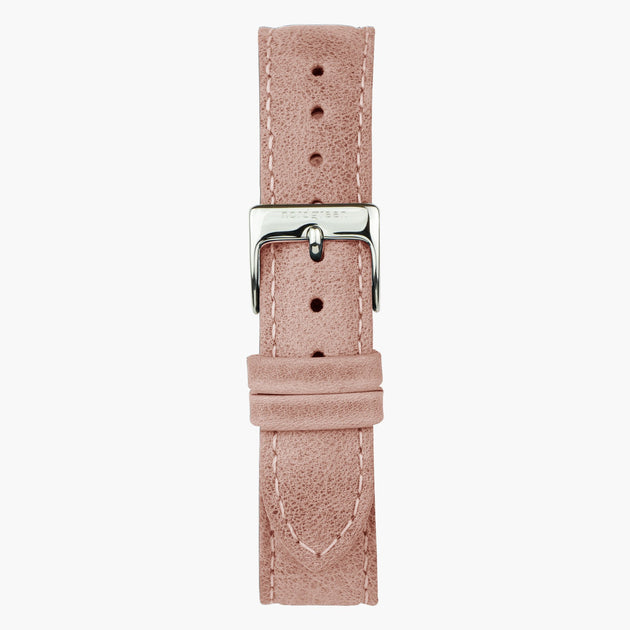 ST18POSILEPI &18mm pink watchband in leather with silver buckle