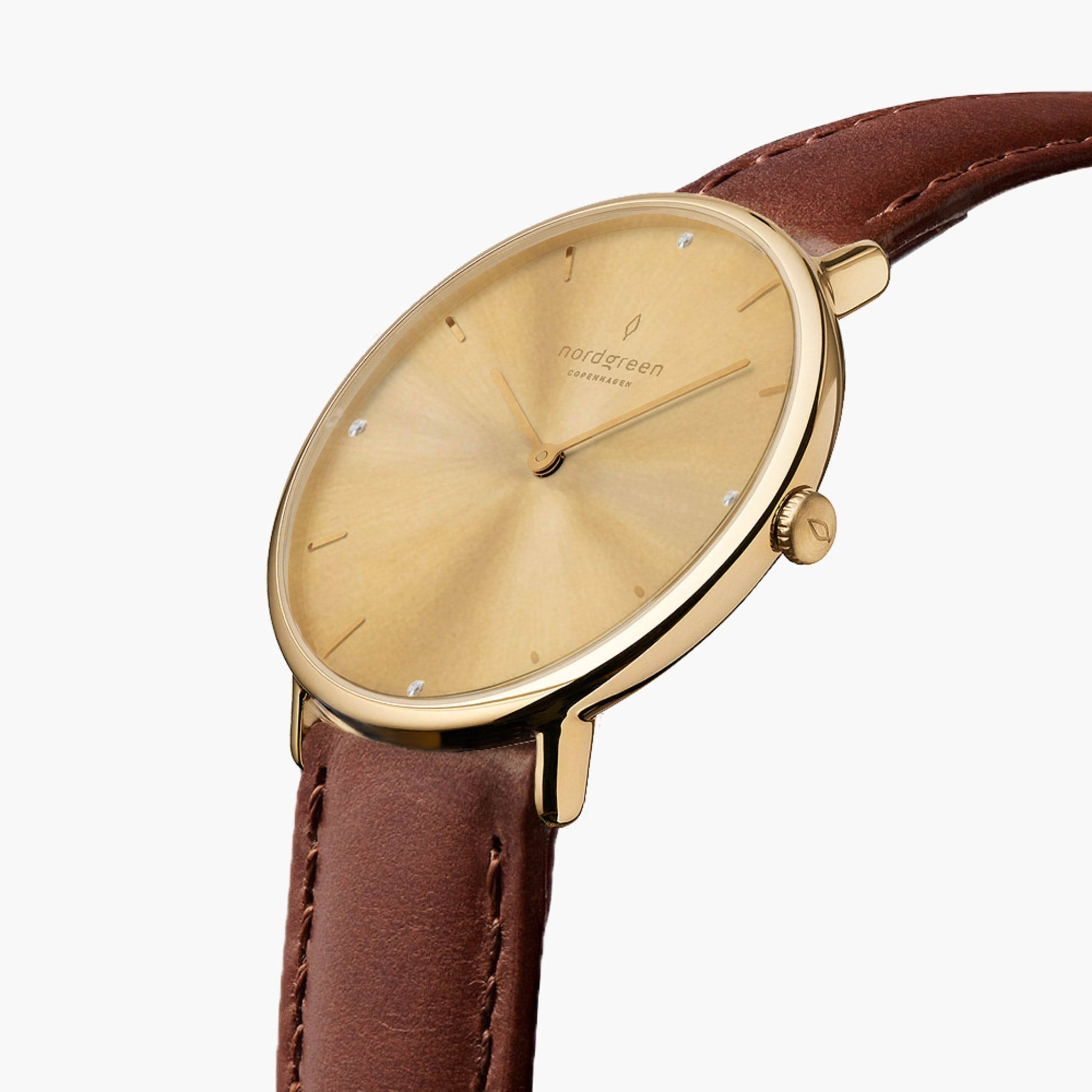 Native | Crystal Sunray Dial - Brown Leather