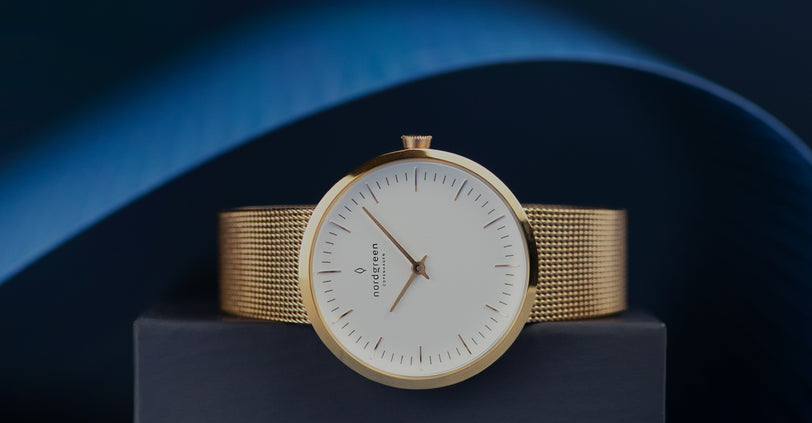 Rose gold watch band on a women's Infinity watch