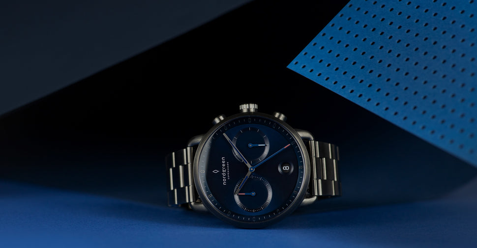 Men's Silver Watch with Blue Face