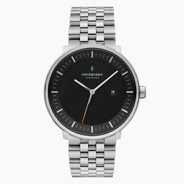 Nordgreen Philosopher | 40mm Silver Link Black Dial