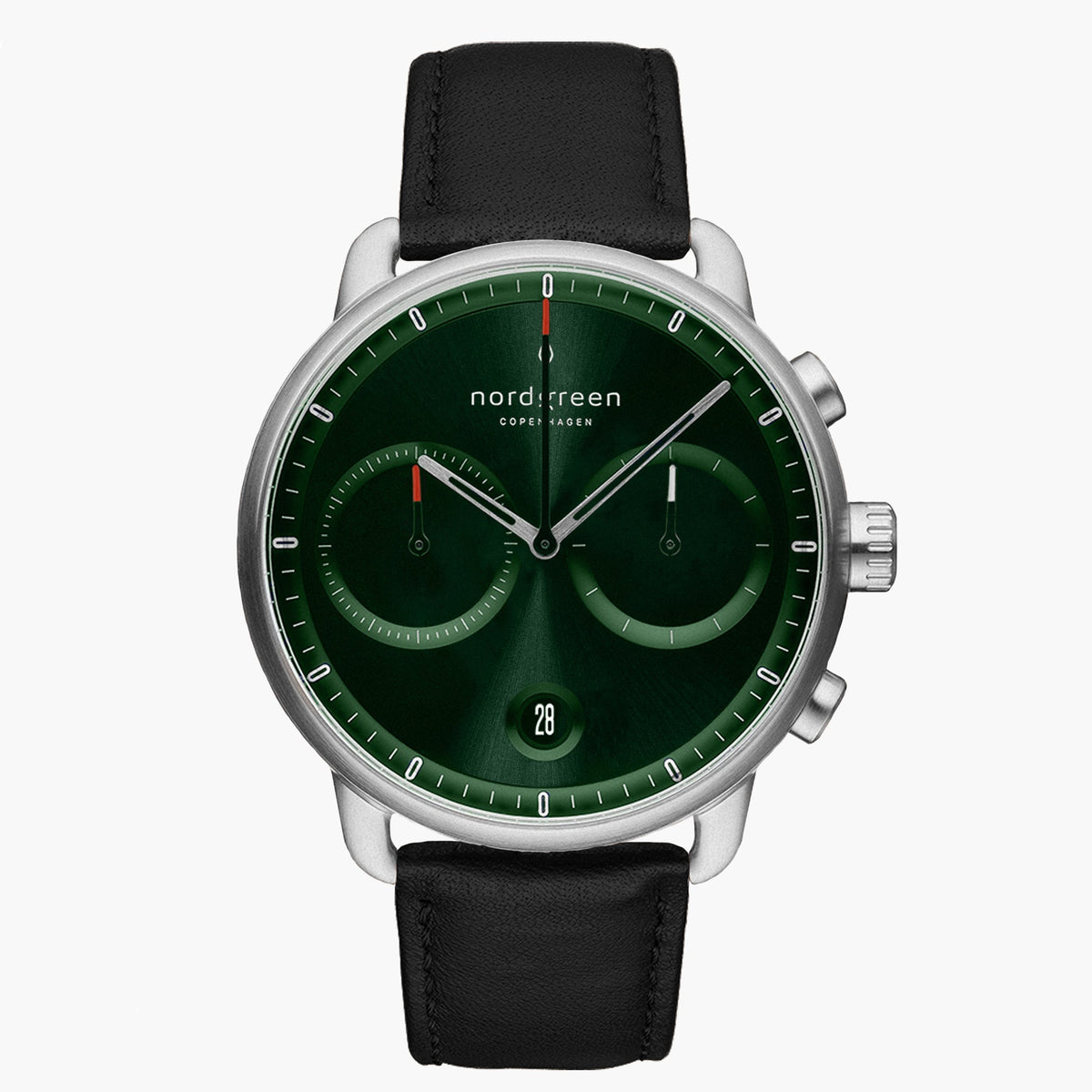 Nordgreen Pioneer クロノグラフ | 42mm グリーンダイヤル ブラックレザー