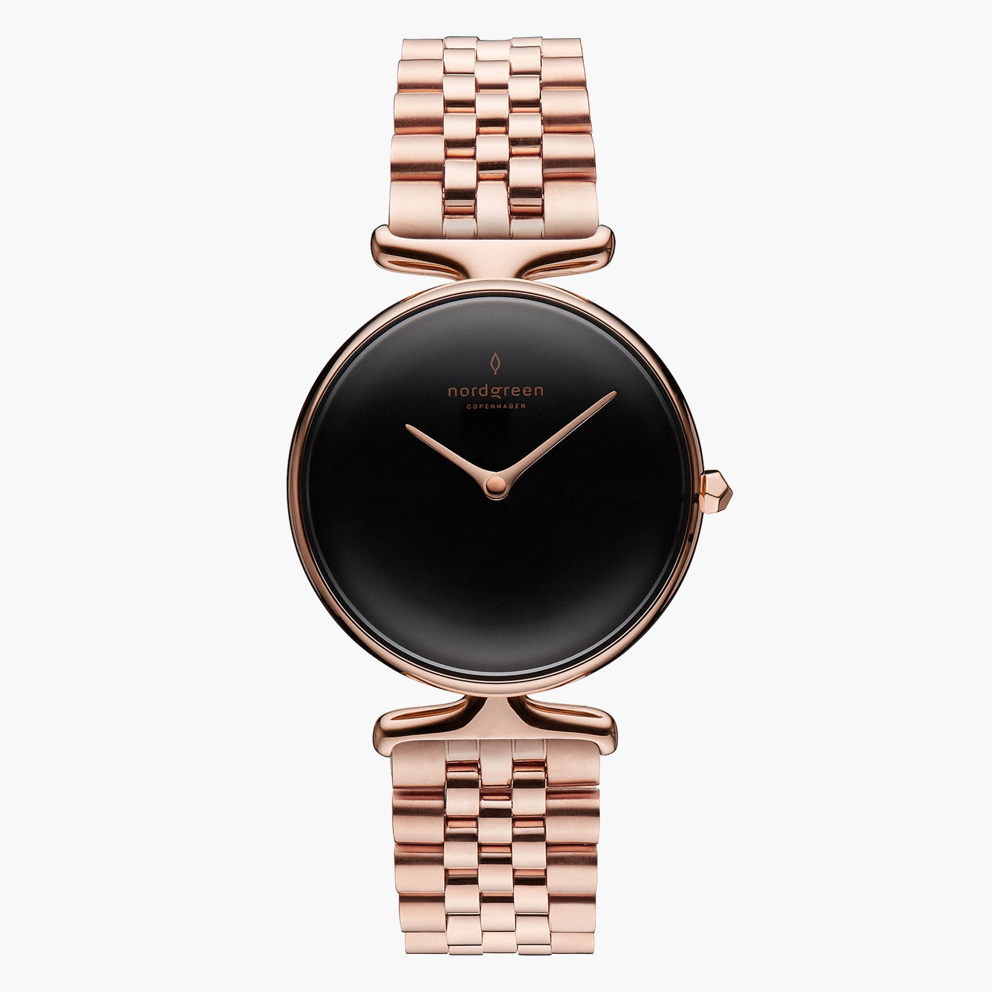 Nordgreen Unika | Rose Gold 32mm Black Dial Link