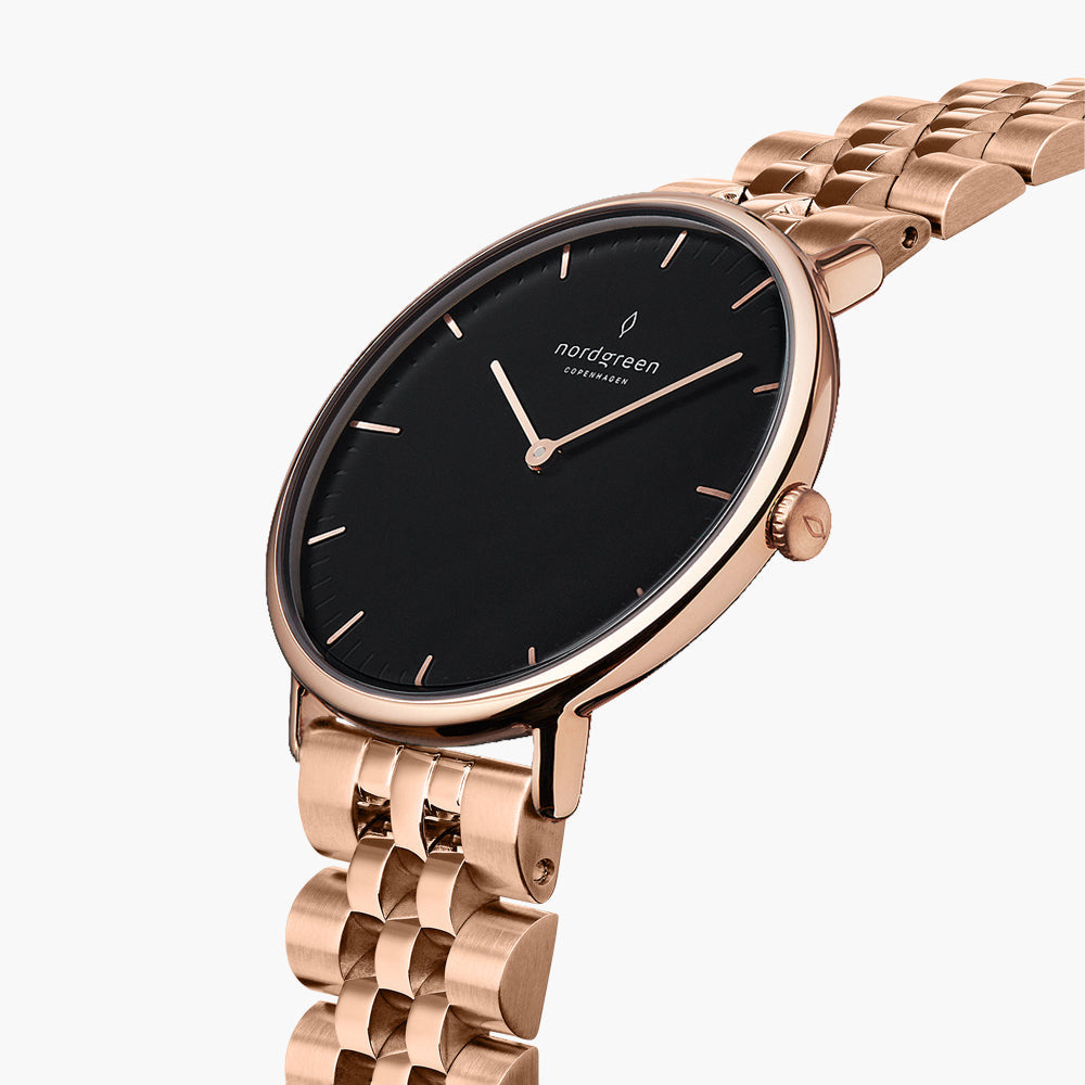 Women's Native | 32mm Rose Gold Black Dial Link | Nordgreen