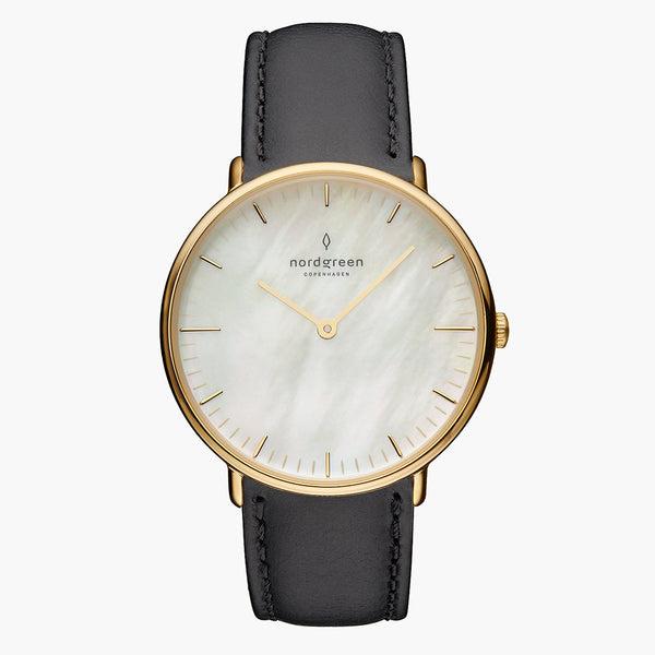 Nordgreen Native | 32mm Gold Pearl Dial Leather