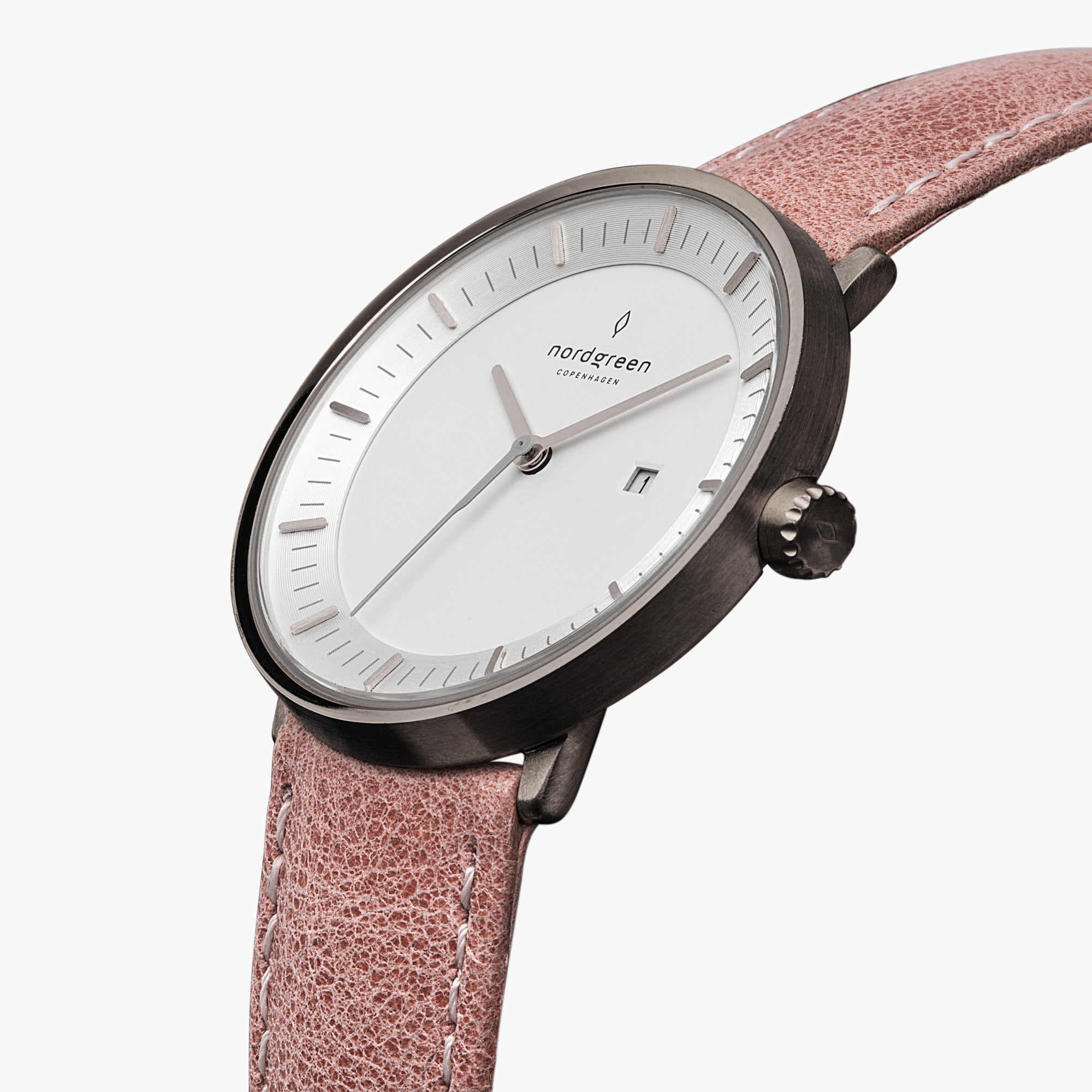 Nordgreen Philosopher | Gunmetal 36mm Pink Leather