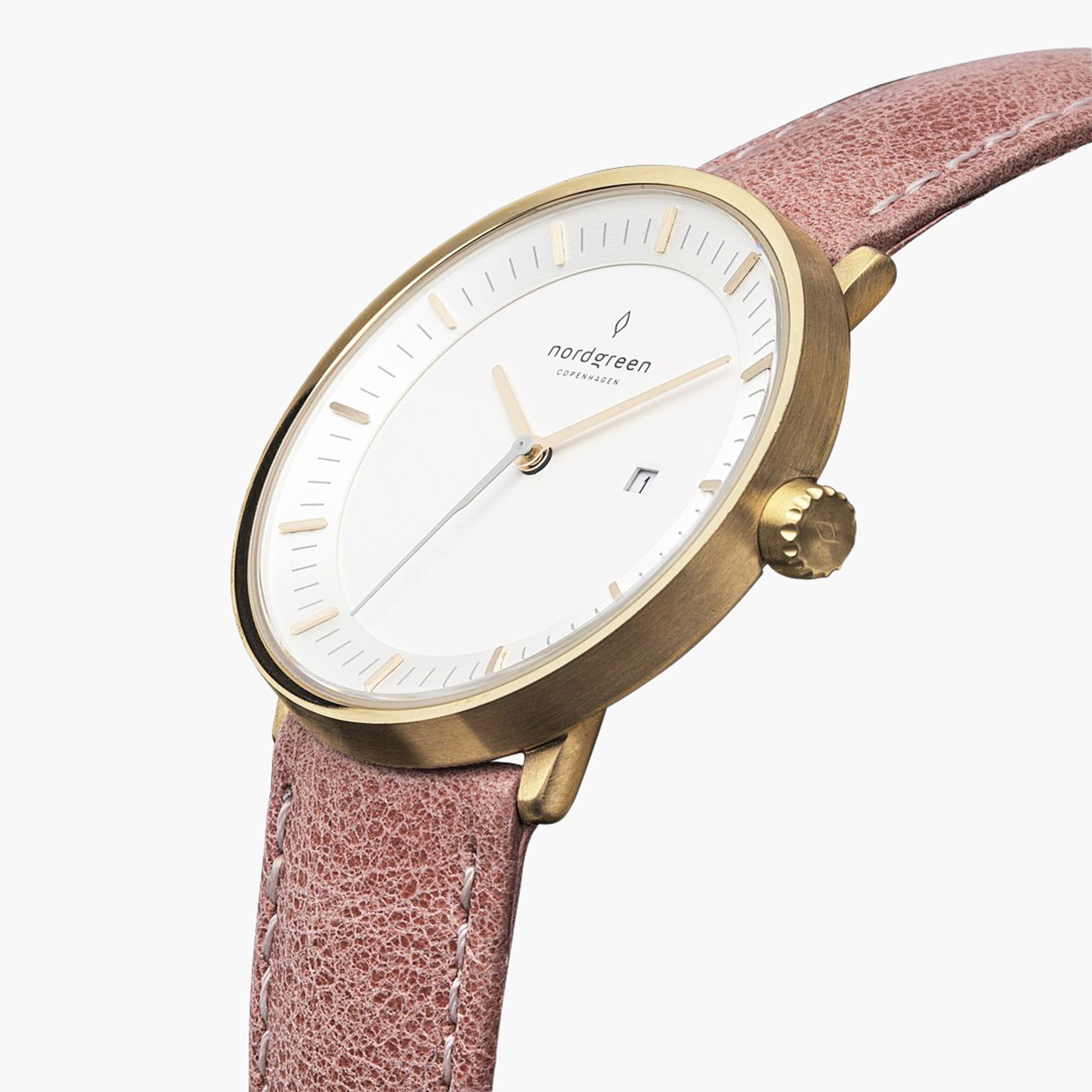 Philosopher 36mm | ゴールドケース ピンクレザー ストラップ – Nordgreen