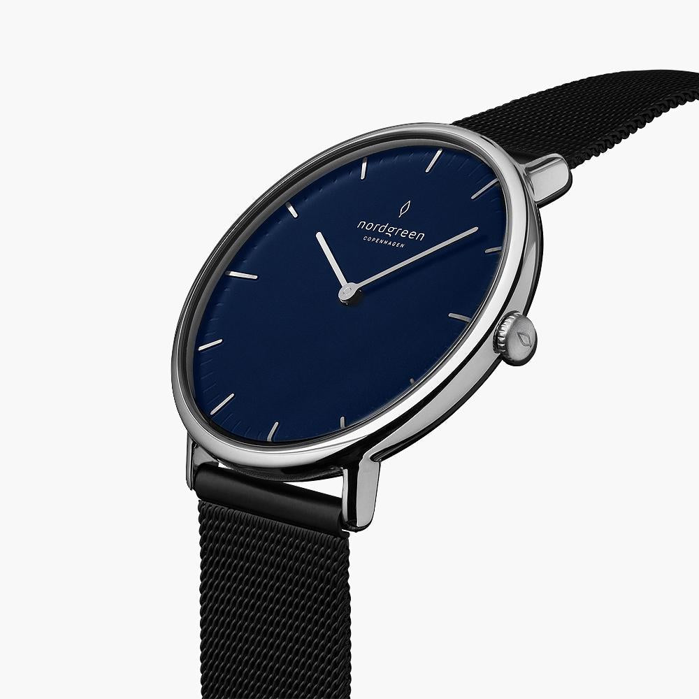 Native 36mm | シルバーメッシュ ブルーダイヤル ミニマリスト – Nordgreen