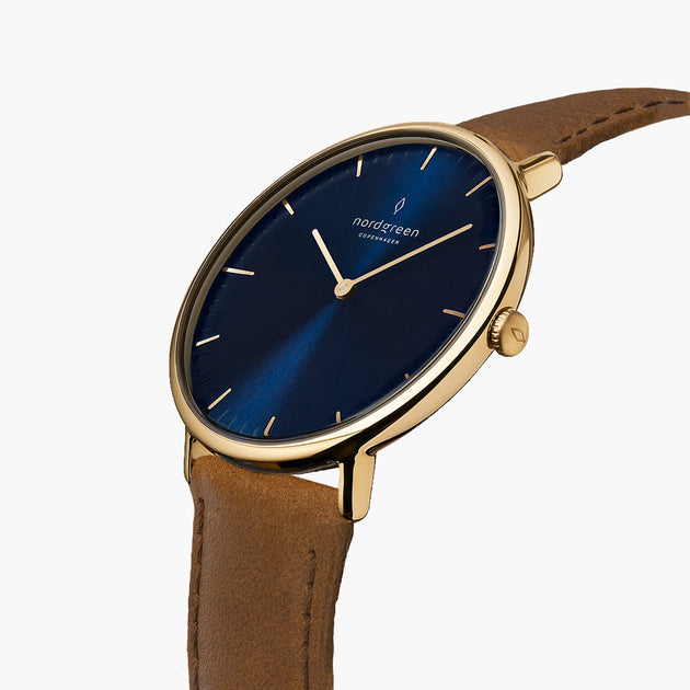 Native | Navy Dial - Brown Vegan Leather