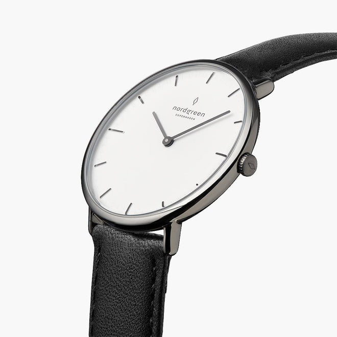 Native | White Dial - Black Leather