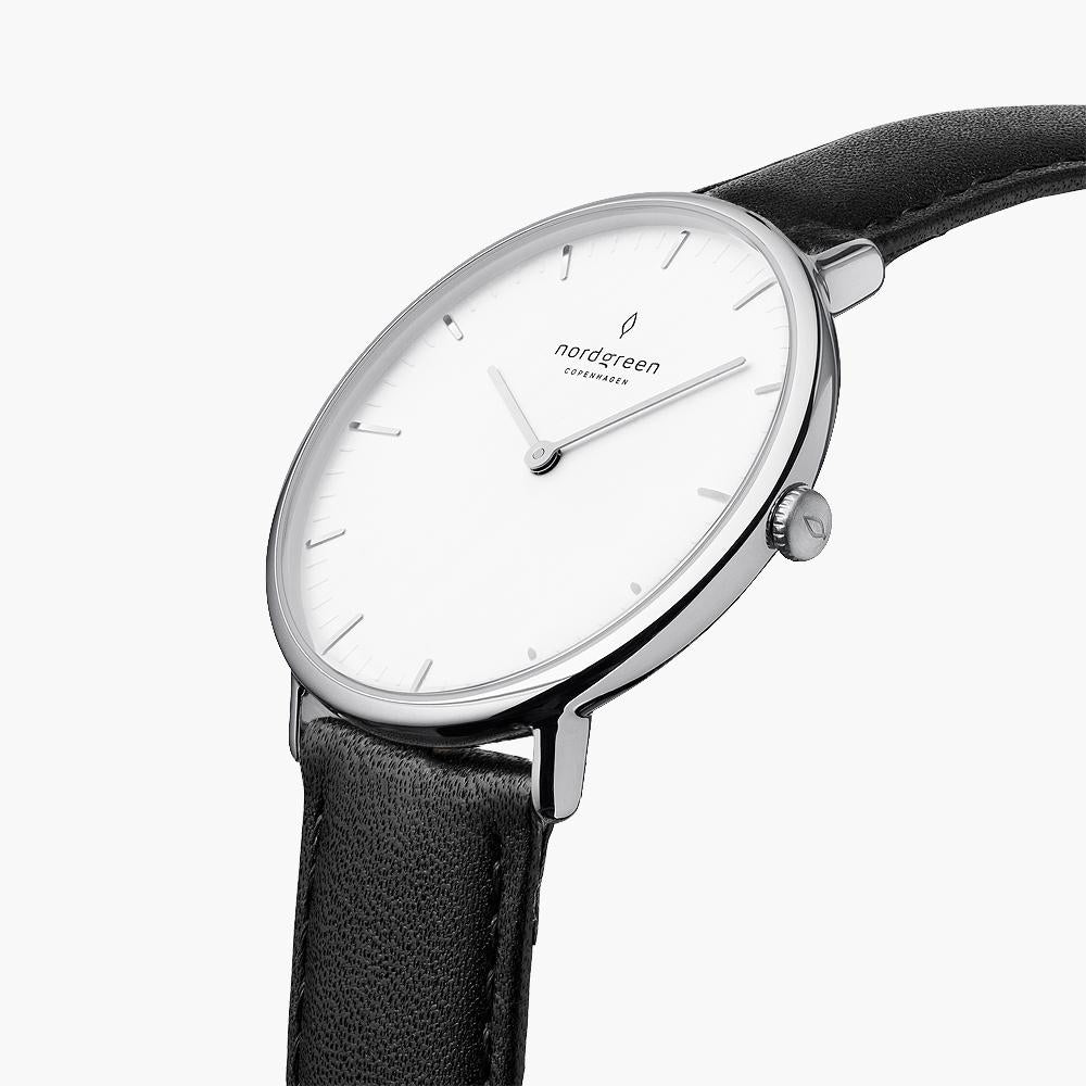 Nordgreen Native | 28mm Black Leather Strap