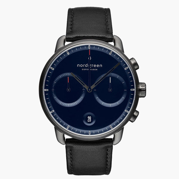 Men's Pioneer Chronograph | Nordgreen 42mm Black Leather