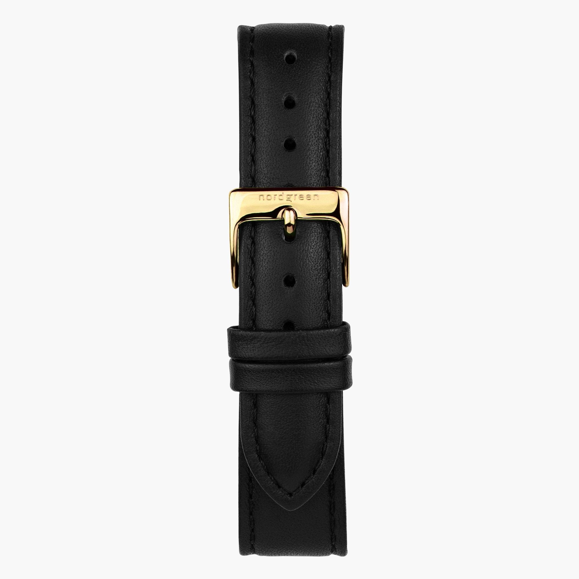 Nordgreen Native | 36mm Gold Black Leather Strap