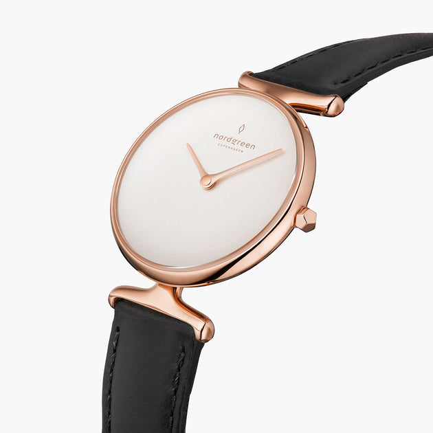 Unika | White Dial - Black Leather