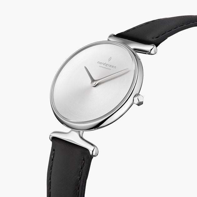 Unika | Brushed Metal Dial - Black Leather