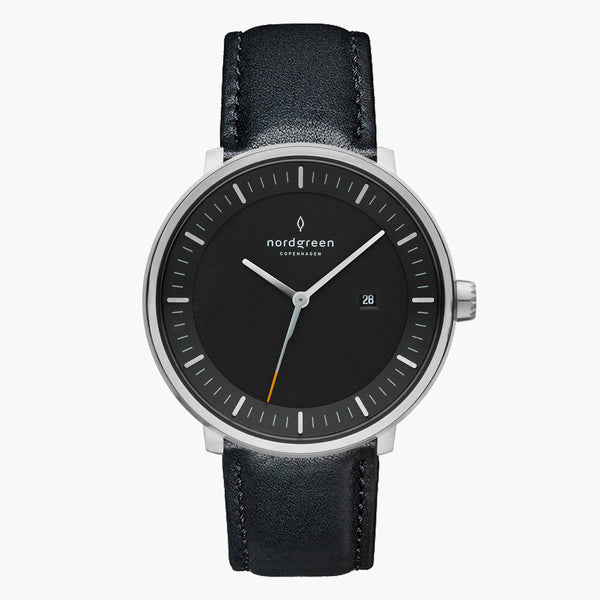 Philosopher 40mm | シルバー ブラックダイヤル レザーストラップ