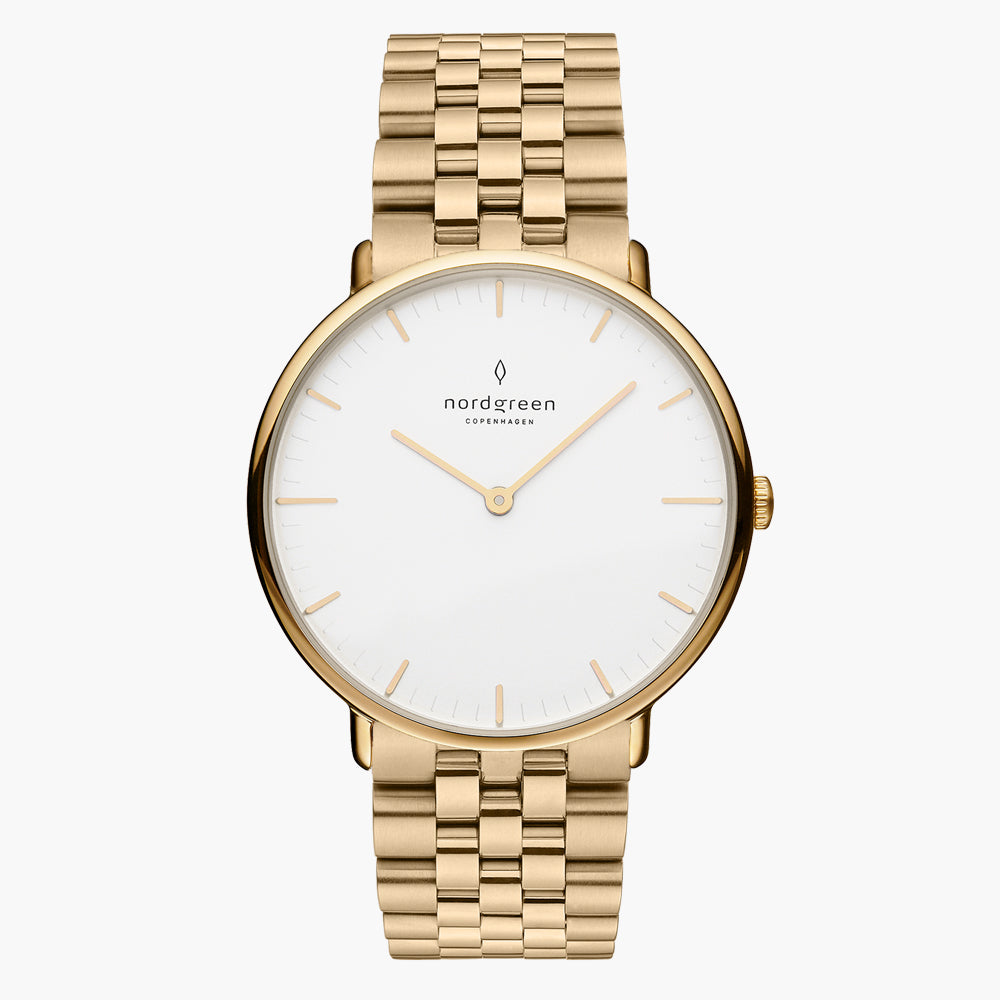 Nordgreen Native | Women's Gold Link White Dial 28mm