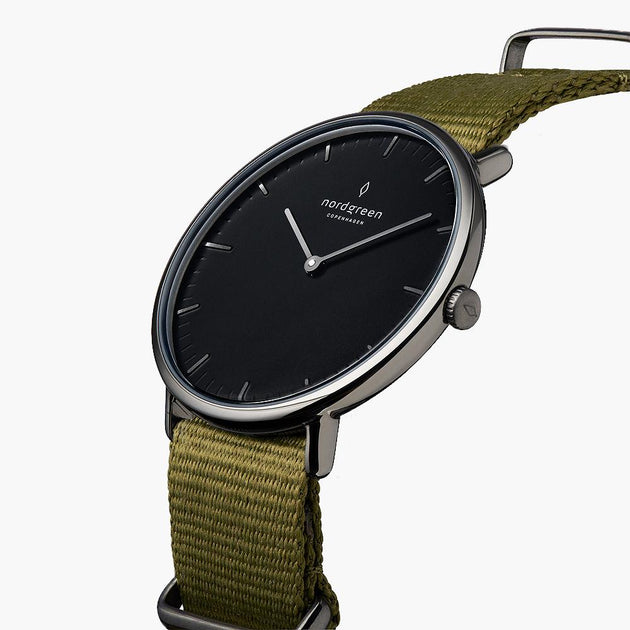 Native | Black Dial - Olive Green Nato