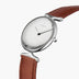 Unika | Polished Metal Dial - Brown Leather