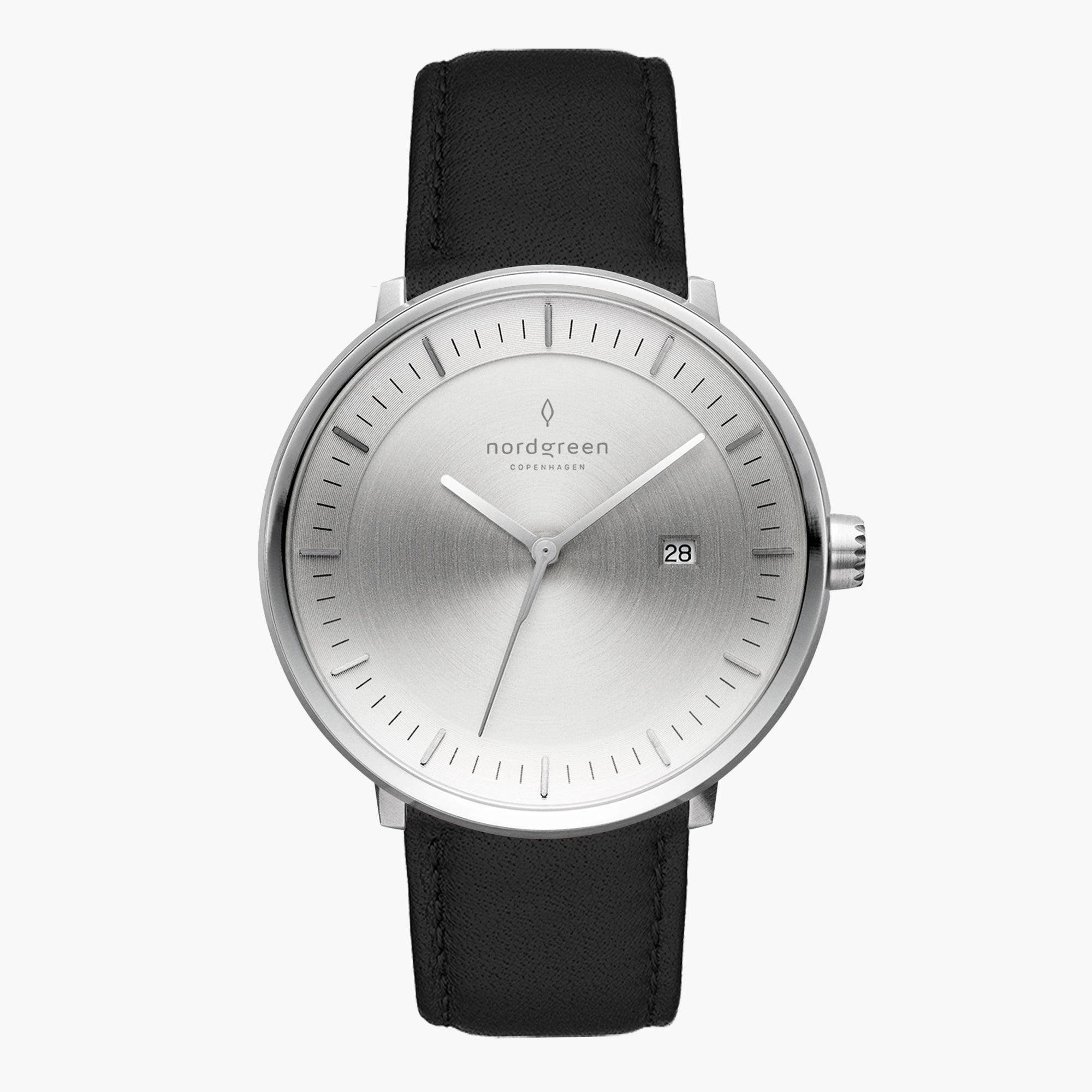 Nordgreen Philosopher | Silver Dial 36mm Black Leather