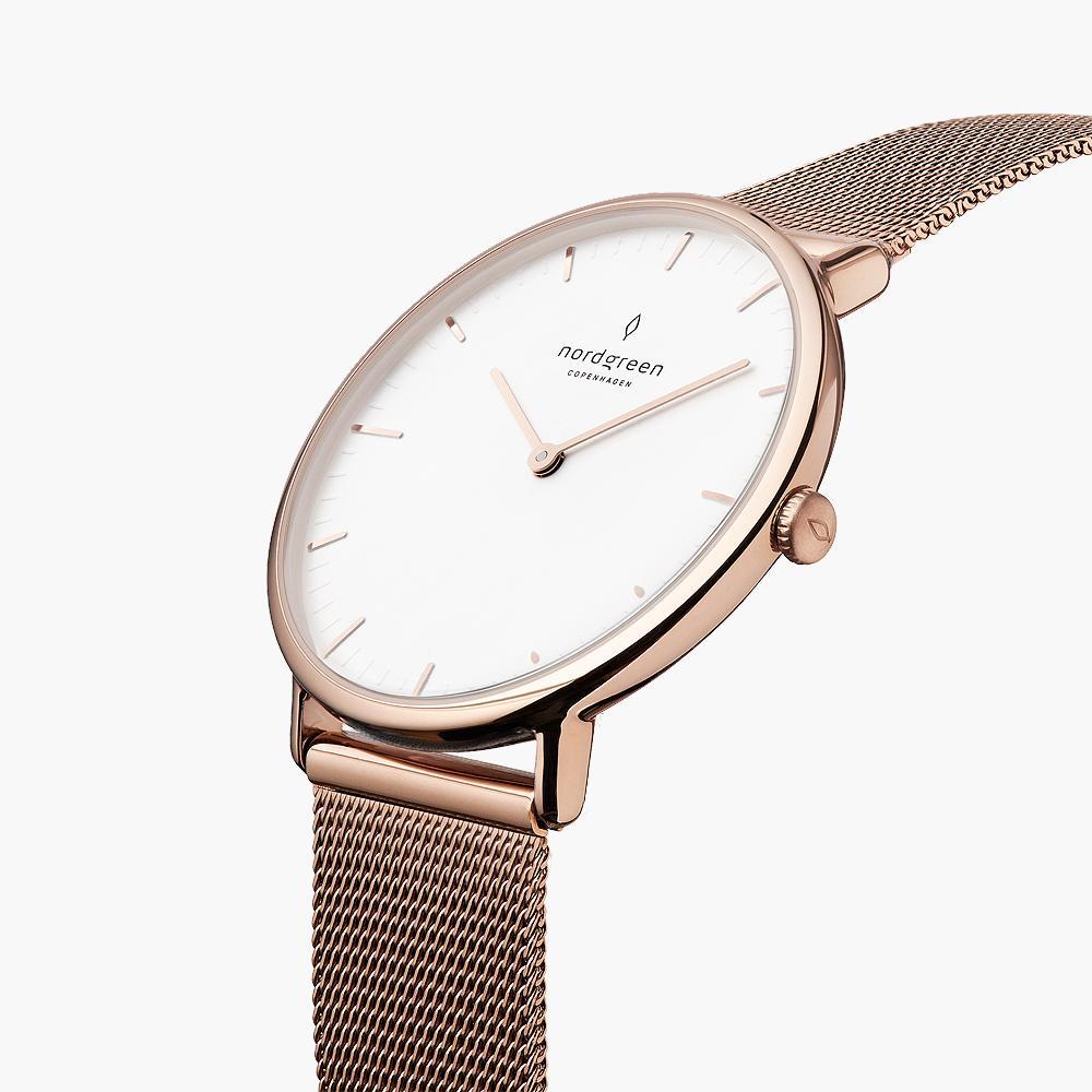 Women's Rose Gold Mesh Watch | Nordgreen Native 28mm